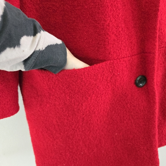 Liz Claiborne Women's Size 10 Red 100% Boiled Wool Hood Pockets Lined Winter - Picture 6 of 11